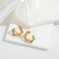 1 Pair IG Style Modern Style Geometric Twist Inlay Copper Zircon Hoop Earrings sku image 6