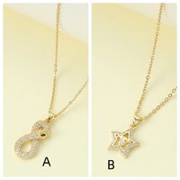 Wholesale Jewelry IG Style Simple Style Letter Star Snake Alloy Rhinestones Hollow Out Inlay Pendant Necklace main image 3