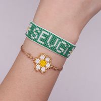 Estilo IG Casual Bohemio Letra Flor Vidrio Soga Con Cuentas Tejido De Punto Mujeres Pulsera main image 7