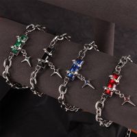 Acier Au Titane Hip Hop Punk Style Simple Chaîne Incruster Traverser Quadrilatère Zircon Bracelets Collier main image 6