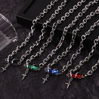 Titanium Steel Hip-Hop Punk Simple Style Chain Inlay Cross Quadrilateral Zircon Bracelets Necklace main image 8