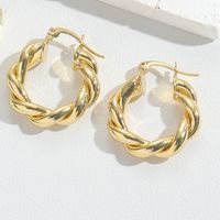 1 Pair IG Style Modern Style Geometric Twist Inlay Copper Zircon Hoop Earrings sku image 3
