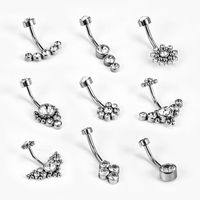 1 Piece Belly Rings Simple Style Classic Style Solid Color 302 Stainless Steel 316 Stainless Steel  Polishing Rhinestone Inlay Diamond Belly Rings main image 1