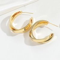 1 Pair IG Style Modern Style Geometric Twist Inlay Copper Zircon Hoop Earrings sku image 4