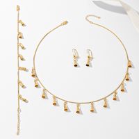 Copper 18K Gold Plated Simple Style Solid Color Tassel Solid Color Jewelry Set main image 2