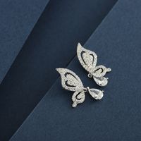 1 Pair Simple Style Classic Style Butterfly Plating Inlay Sterling Silver Zircon 14K Gold Plated Ear Studs main image 4