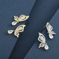 1 Pair Simple Style Classic Style Butterfly Plating Inlay Sterling Silver Zircon 14K Gold Plated Ear Studs main image 1