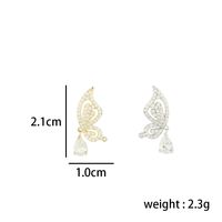 1 Pair Simple Style Classic Style Butterfly Plating Inlay Sterling Silver Zircon 14K Gold Plated Ear Studs main image 3