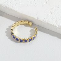 Kupfer Vintage-Stil Einfacher Stil Pendeln Emaille Herzform Offener Ring sku image 3