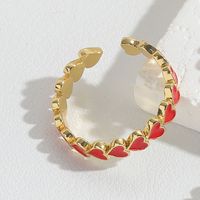 Kupfer Vintage-Stil Einfacher Stil Pendeln Emaille Herzform Offener Ring sku image 4