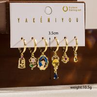 1 Set Simple Style Princess Water Droplets Plating Inlay Copper Zircon 14k Gold Plated Drop Earrings main image 2