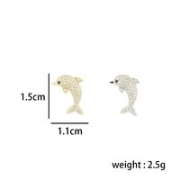 1 Pair Simple Style Classic Style Dolphin Plating Inlay Sterling Silver Zircon 14K Gold Plated Ear Studs main image 6