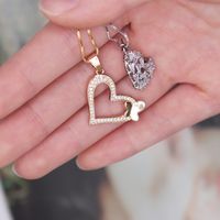 304 Stainless Steel Gold Plated Casual Elegant Plating Inlay Heart Shape Zircon Pendant Necklace main image 1