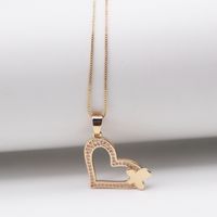 304 Stainless Steel Gold Plated Casual Elegant Plating Inlay Heart Shape Zircon Pendant Necklace main image 4