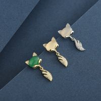 1 Paar Einfacher Stil Klassischer Stil Fuchs Überzug Inlay Sterling Silber Zirkon 14 Karat Vergoldet Ohrstecker main image 2