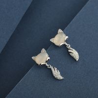 1 Pair Simple Style Classic Style Fox Plating Inlay Sterling Silver Zircon 14K Gold Plated Ear Studs main image 4