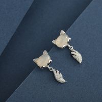 1 Pair Simple Style Classic Style Fox Plating Inlay Sterling Silver Zircon 14K Gold Plated Ear Studs sku image 3