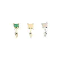 1 Pair Simple Style Classic Style Fox Plating Inlay Sterling Silver Zircon 14K Gold Plated Ear Studs main image 6
