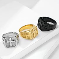 Classic Style Solid Color 304 Stainless Steel 18K Gold Plated Rhinestones Rings In Bulk main image 1