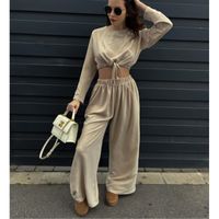 Daily Women's Simple Style Solid Color Spandex Polyester Pants Sets Pants Sets main image 1