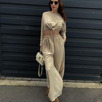 Daily Women's Simple Style Solid Color Spandex Polyester Pants Sets Pants Sets main image 3