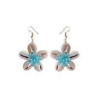 1 Pair Simple Style Classic Style Flower Patchwork Resin Shell Drop Earrings sku image 2