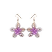 1 Pair Simple Style Classic Style Flower Patchwork Resin Shell Drop Earrings sku image 1