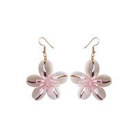 1 Paire Style Simple Style Classique Fleur Patchwork Résine Coquille Boucles D'oreilles sku image 3