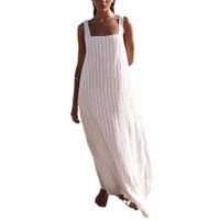 Women's Regular Dress Streetwear Square Neck Printing Sleeveless Stripe Solid Color Maxi Long Dress Holiday Daily main image 2