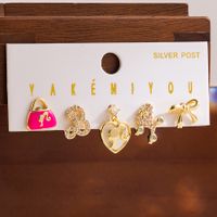 Simple Style Barbie Bow Knot High Heel Copper 14k Gold Plated Zircon Drop Earrings In Bulk sku image 1