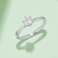 Sterling Silver Shiny GRA Certificate Plating Inlay Round Lab-grown Diamonds Moissanite Rings main image 4