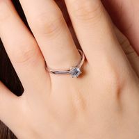 Sterling Silver Shiny GRA Certificate Plating Inlay Round Lab-grown Diamonds Moissanite Rings main image 6