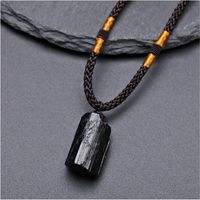 Simple Style Solid Color Natural Crystal Black Tourmaline Pendant Necklace In Bulk sku image 1