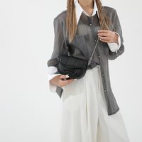Women's Small Pu Leather Solid Color Basic Vintage Style Flip Cover Saddle Bag sku image 1