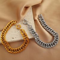 Titanium Steel 18K Gold Plated Simple Style Classic Style Plating Solid Color Bracelets Necklace main image 7