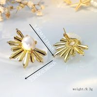 1 Pair Classical Retro Solid Color Inlay Copper Pearl Gold Ear Studs main image 6