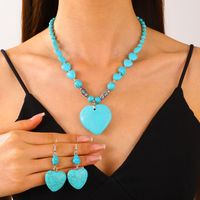 Style Vintage Style Ethnique Bohémien Forme De Cœur Papillon Alliage Turquoise Femmes Des Boucles D'Oreilles Collier main image 7