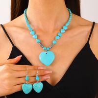 Vintage Style Ethnic Style Bohemian Heart Shape Butterfly Alloy Turquoise Women's Earrings Necklace main image 1