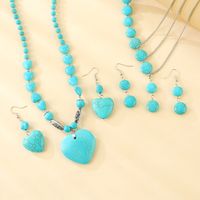 Vintage Style Ethnic Style Bohemian Heart Shape Butterfly Alloy Turquoise Women's Earrings Necklace main image 5