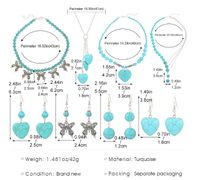 Vintage Style Ethnic Style Bohemian Heart Shape Butterfly Alloy Turquoise Women's Earrings Necklace main image 2