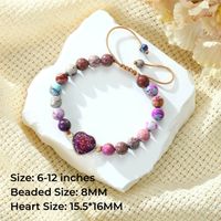 Lindo MAMÁ Estilo Simple Forma De Corazón Roca Volcánica Cobre Con Cuentas Trenza Día De La Madre Mujeres Pulsera main image 2