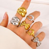 Simple Style Solid Color Titanium Steel 18K Gold Plated Rings In Bulk main image 1
