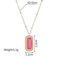 Wholesale Jewelry Simple Style Shiny Square Steel 18K Gold Plated Asymmetrical Inlay Pendant Necklace main image 5