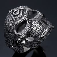 Hip-Hop Streetwear Skull 304 Stainless Steel Carving Men's Rings main image 7