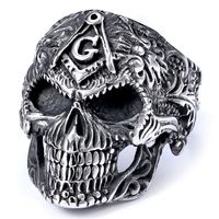 Hip-Hop Streetwear Skull 304 Stainless Steel Carving Men's Rings main image 8