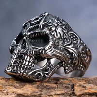 Hip-Hop Streetwear Skull 304 Stainless Steel Carving Men's Rings main image 10