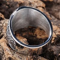 Hip-Hop Streetwear Solid Color 304 Stainless Steel Carving Men's Rings main image 9