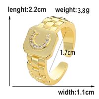 Copper IG Style Simple Style Plating Inlay Geometric Letter Zircon Open Rings main image 2