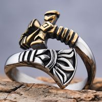 Hip-Hop Streetwear Color Block 304 Stainless Steel Carving Men's Rings main image 2