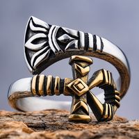 Hip-Hop Streetwear Color Block 304 Stainless Steel Carving Men's Rings main image 1